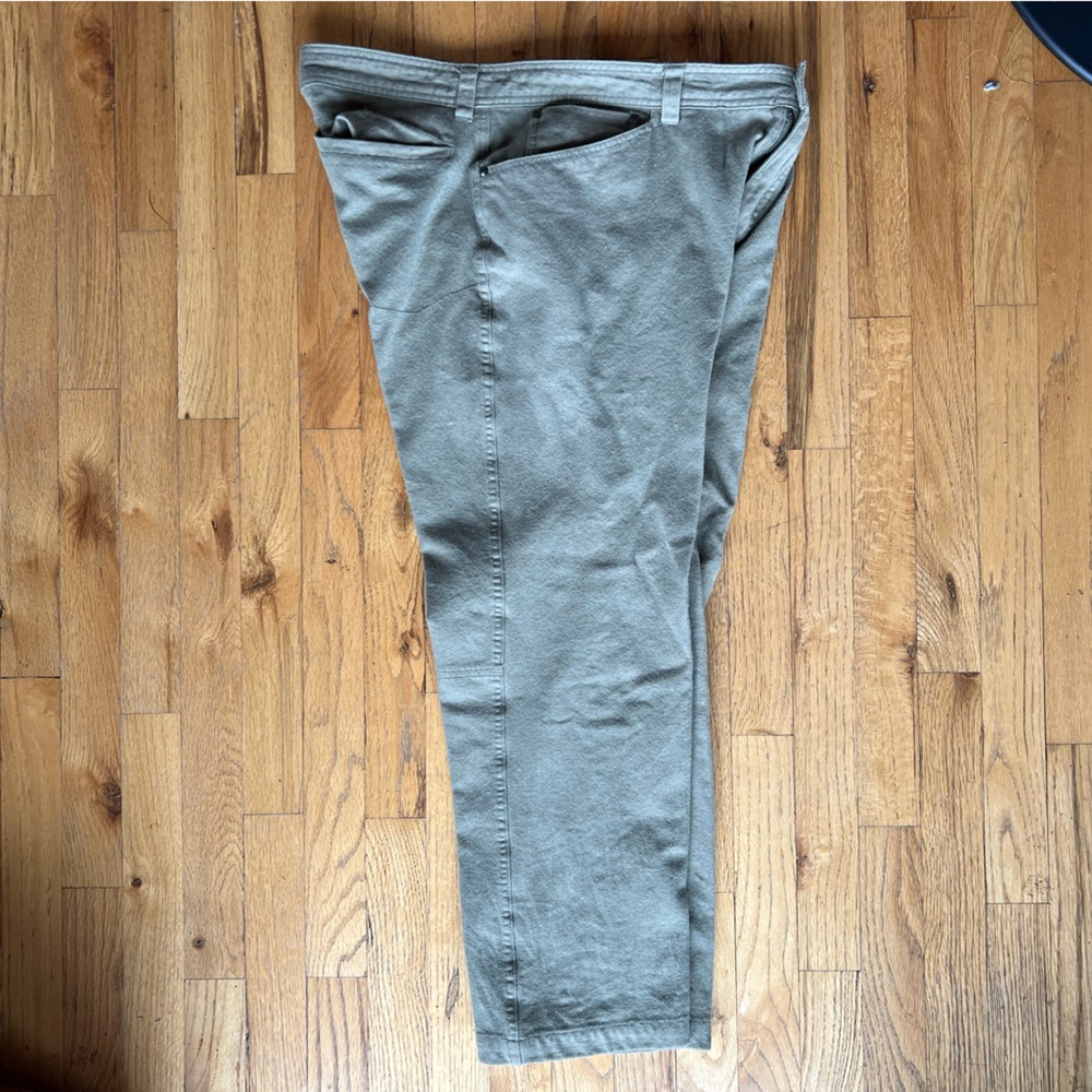Ibex wool cotton blend khaki trousers 36”